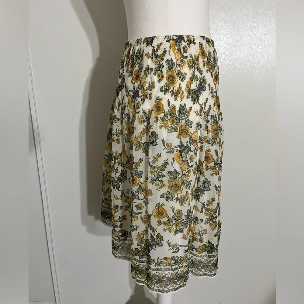 Max Studio Elastic Waist Sunflower Print Lined Skirt Size Small